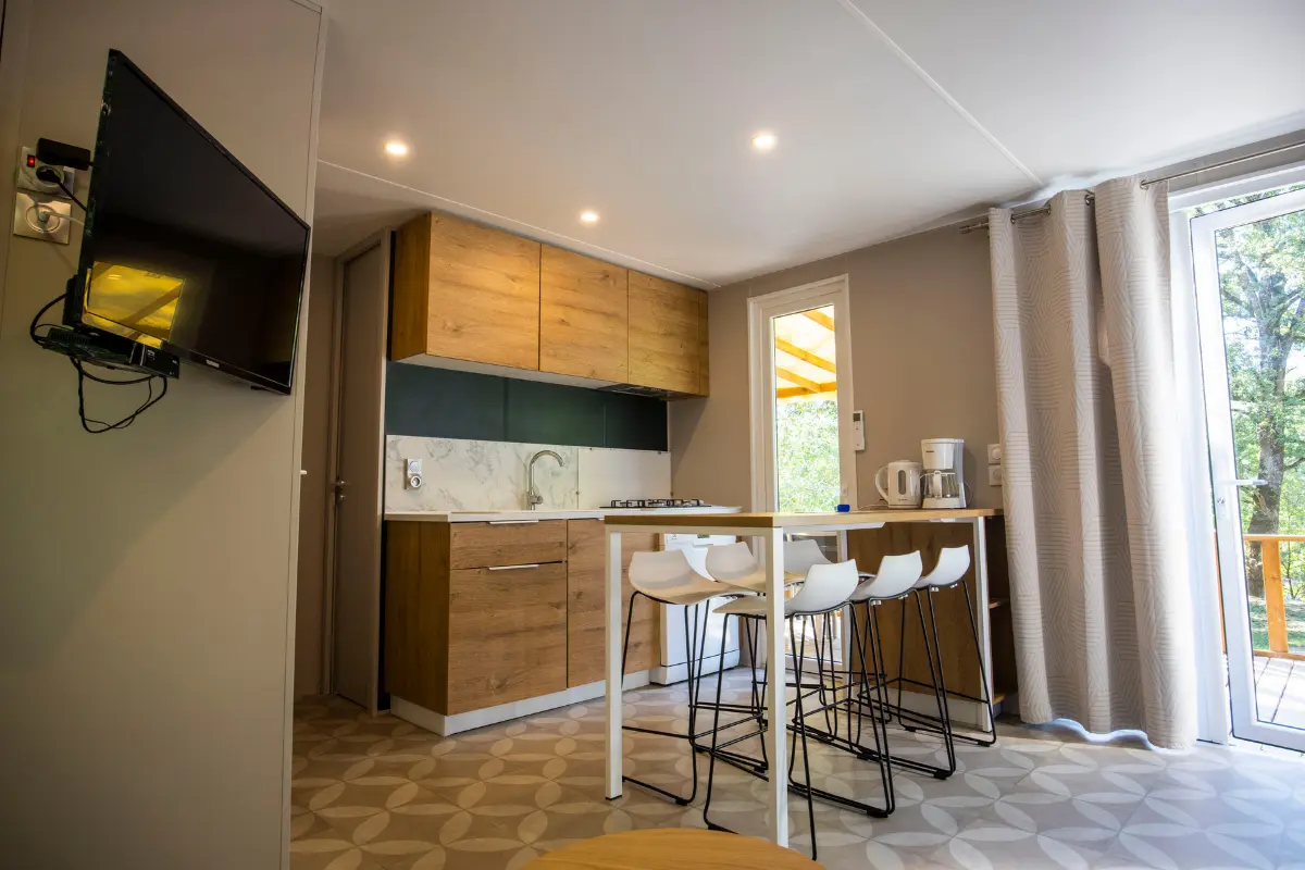 Salon très grand mobil-home confort + en bois (2)